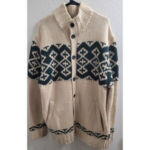 A. Tiziana XL Cream and Green Large Button Up Knit Sweater